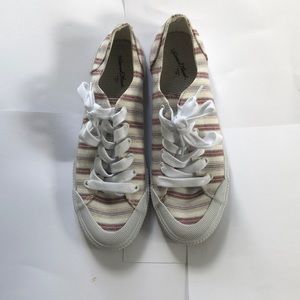 Universal Threads Burgundy Striped Shoes